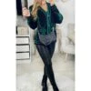 Gilet En Lainage Boutonné "black & Green" -Vive Le Style Boutique gilet en lainage boutonne black green