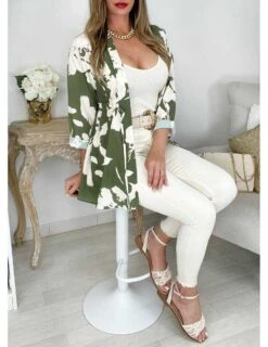 Gilet Fluide Style Kimono Beige Nude Et Kaki -Vive Le Style Boutique gilet fluide style kimono beige nude et kaki 2