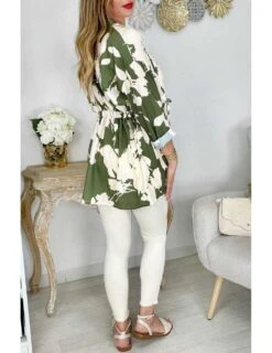 Gilet Fluide Style Kimono Beige Nude Et Kaki -Vive Le Style Boutique gilet fluide style kimono beige nude et kaki 3