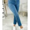Jeans Bleu Médium Cropped Taille Haute