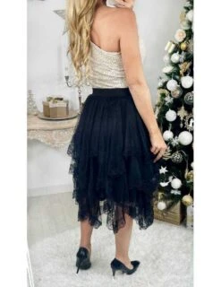Jupe Noire "tulle Et Dentelle"