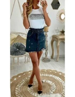 Ma Jolie Jupe En Jeans Grey Et Taille Haute