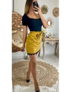 Ma Jolie Jupe Moutarde "daim & Dentelle"