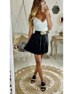 Ma Jupe Black Style Cuir "plissée"