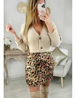 Ma Jupe Effet Portefeuille " Blurry Orange & Kaki" -Vive Le Style Boutique ma jupe effet portefeuille blurry orange kaki 2