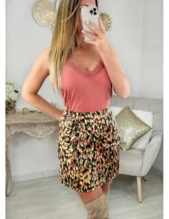 Ma Jupe Effet Portefeuille " Blurry Orange & Kaki" -Vive Le Style Boutique ma jupe effet portefeuille blurry orange kaki 3