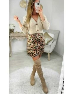 Ma Jupe Effet Portefeuille " Blurry Orange & Kaki" -Vive Le Style Boutique ma jupe effet portefeuille blurry orange kaki 5