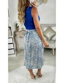 Ma Jupe Effet Portefeuille & Volants "So Blue Print" -Vive Le Style Boutique ma jupe effet portefeuille volants so blue print 2