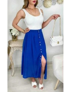 Ma Jupe Longue & Boutonnée Bleu Roi -Vive Le Style Boutique ma jupe longue boutonnee bleu roi 3