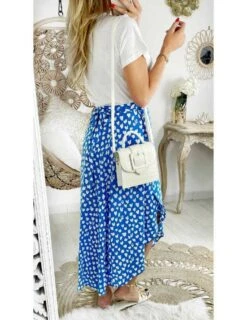 Ma Jupe Longue Portefeuille Blue & Touch White -Vive Le Style Boutique ma jupe longue portefeuille blue touch white 2