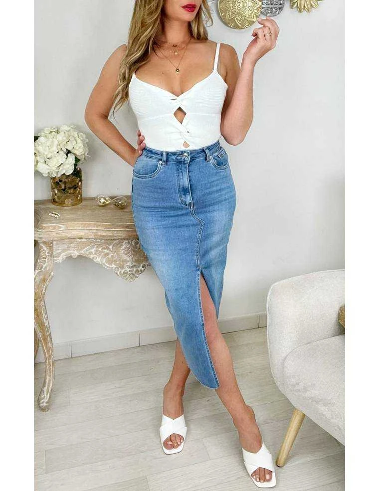 Ma Jupe Mi-longue En Jeans "fendue" 5 Ma Jupe Mi-longue En Jeans "fendue" – Image 3