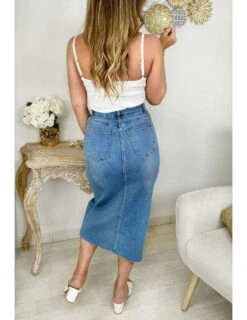 Ma Jupe Mi-longue En Jeans "fendue" 12 Ma Jupe Mi-longue En Jeans "fendue" -Vive Le Style Boutique ma jupe mi longue en jeans fendue 4