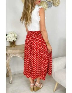 Ma Jupe Rouge Longue & Boutonnée "so Leafs" -Vive Le Style Boutique ma jupe rouge longue boutonnee so leafs 3