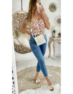 Ma Petite Blouse Fleurie Et Boutonnée "épaules Froncées"