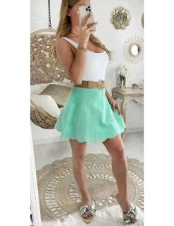 Ma Petite Jupe En Maille Plissée Vert D'eau