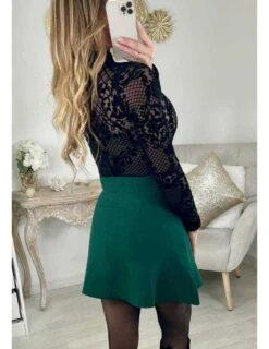 Ma Petite Jupe En Maille Vert émeraude "effet Patineuse" -Vive Le Style Boutique ma petite jupe en maille vert emeraude effet patineuse 2