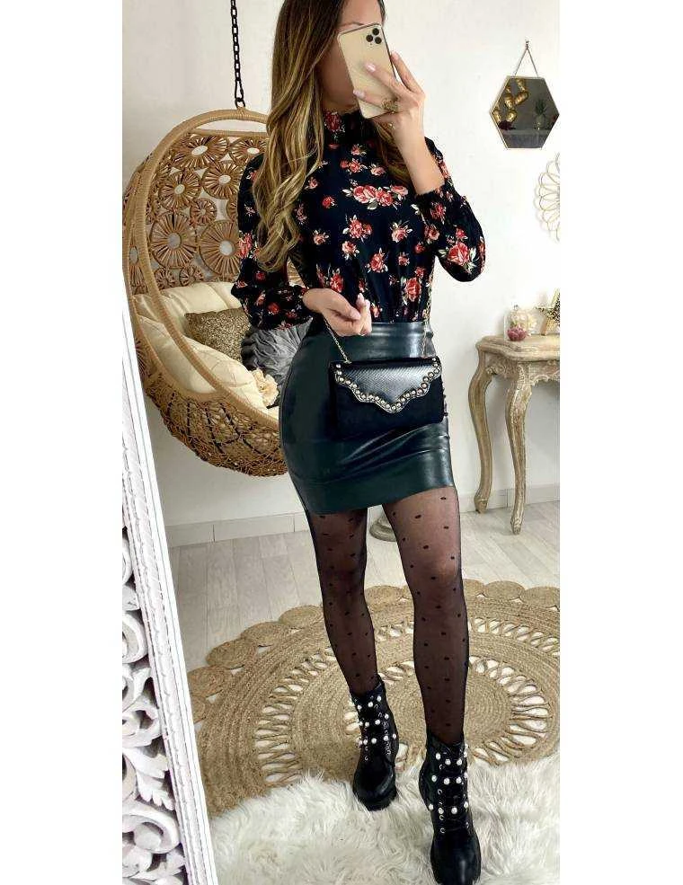 Ma Petite Jupe Style Cuir "vert Foncé" 3 Ma Petite Jupe Style Cuir "vert Foncé"