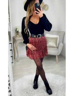 Ma Petite Jupe Volants & Liserés Gold "Red Flowers" -Vive Le Style Boutique ma petite jupe volants liseres gold red flowers 1