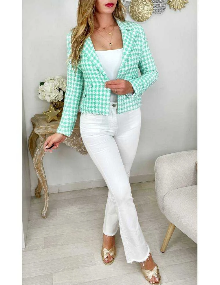 Ma Veste En Tweed Lumineuse " Green & White" 4 Ma Veste En Tweed Lumineuse " Green & White" – Image 2