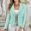 Ma Veste En Tweed Lumineuse " Green & White" -Vive Le Style Boutique ma veste en tweed lumineuse green white