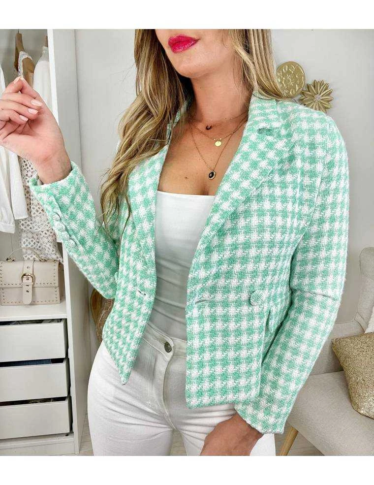 Ma Veste En Tweed Lumineuse " Green & White" 6 Ma Veste En Tweed Lumineuse " Green & White" – Image 4