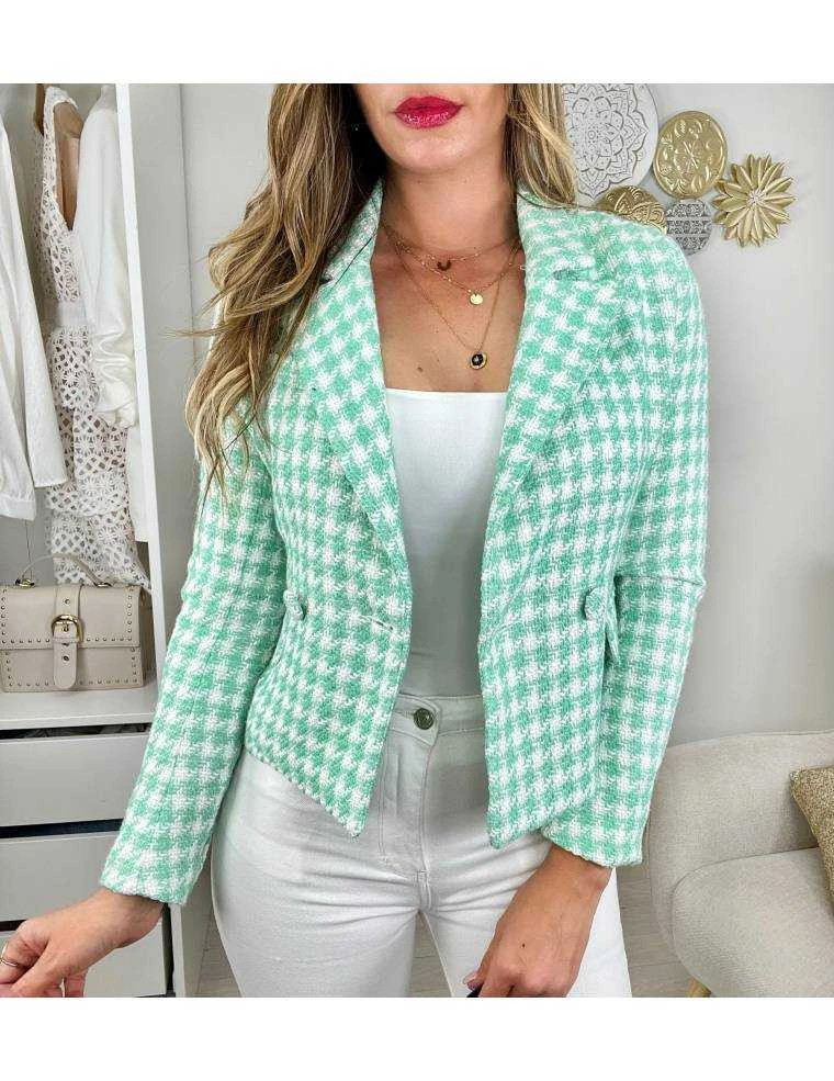 Ma Veste En Tweed Lumineuse " Green & White" 3 Ma Veste En Tweed Lumineuse " Green & White"