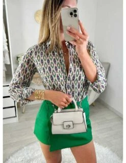 Mon Chemisier Boutonné " Pink/green/purple Print"