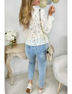 Mon Chemisier Cream Tout En Dentelle -Vive Le Style Boutique mon chemisier cream tout en dentelle 2