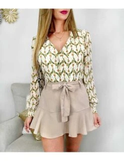 Vive Le Style Boutique -Vive Le Style Boutique mon chemisier en voilage green orange print 1