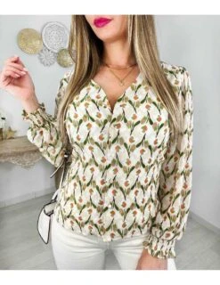 Mon Chemisier En Voilage "green & Orange Print" 12 Mon Chemisier En Voilage "green & Orange Print" -Vive Le Style Boutique mon chemisier en voilage green orange print 4