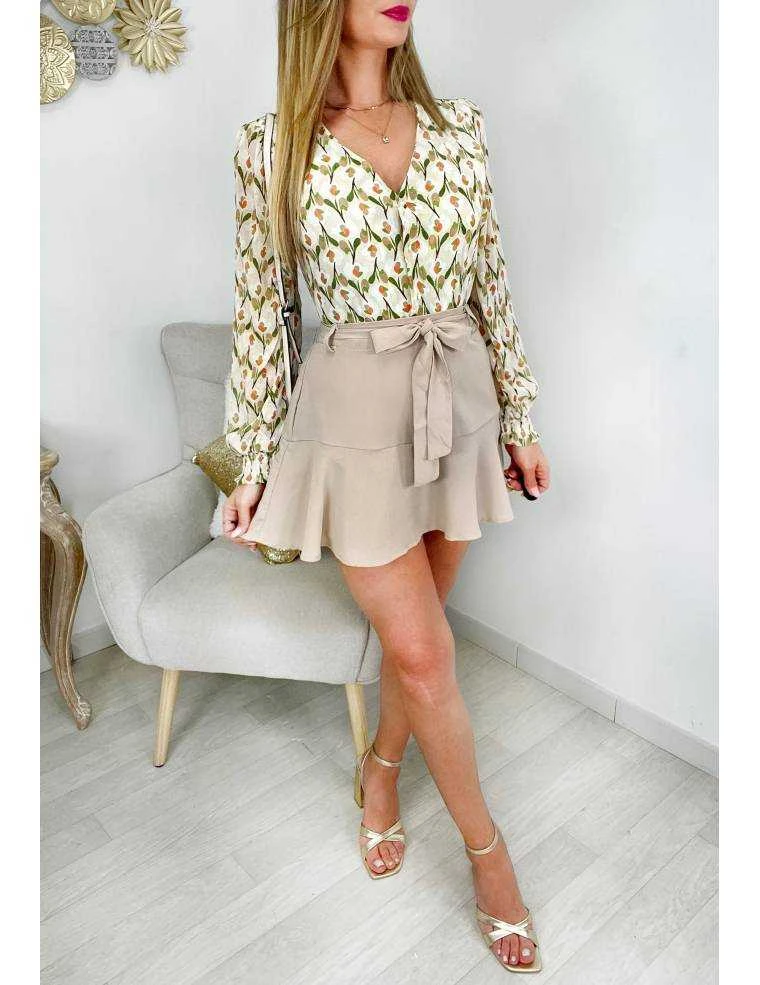 Mon Chemisier En Voilage "green & Orange Print" 2 Mon Chemisier En Voilage "green & Orange Print"