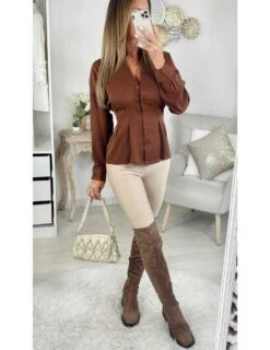 Mon Chemisier Fluide Taille Marquée "choco"