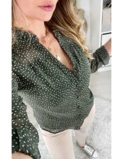 Mon Chemisier "kaki & Jolis Pois"