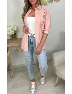 Mon Chemisier/ Surchemise Rose " Jolie Broderie " -Vive Le Style Boutique mon chemisier surchemise rose jolie broderie 1 2