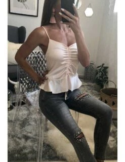 Mon Fabuleux Top Rose Poudré Satiné Et Plissé