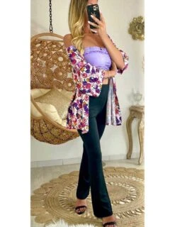 Mon Gilet Kimono Jolies Fleurs Colorées