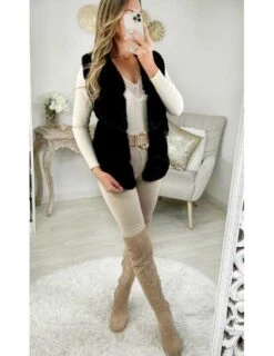 Mon Gilet Noir Sans Manches "style Fourrure"