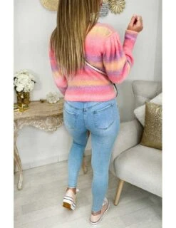 Mon Gilet Rose & Boutons Dorés " Rainbow" 7 Mon Gilet Rose & Boutons Dorés " Rainbow" -Vive Le Style Boutique mon gilet rose boutons dores rainbow 2