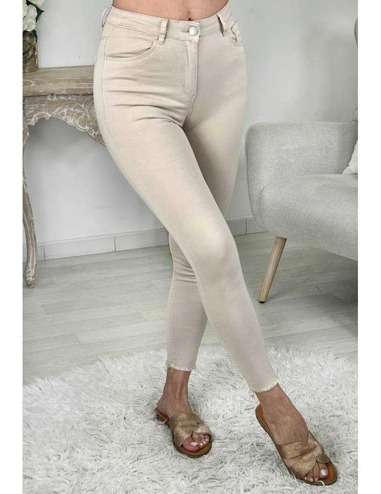 Mon Jeans Beige "bas Used" 3 Mon Jeans Beige "bas Used"