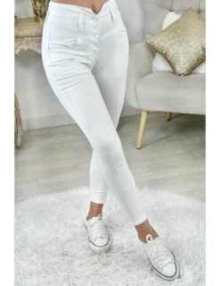 Mon Jeans Blanc Push Up "Five Buttons"