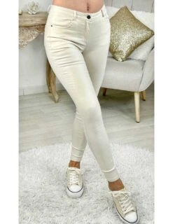 Mon Pantalon Enduit "pearly Cream"