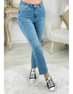 Mon Jeans Flare Taille Haute Bleu Médium