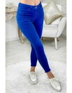 Mon Jeans Taille Haute Bleu Roi " Bas Used"