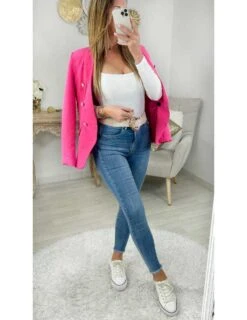 Mon Joli Blazer Rose Flashy "boutons Dorés" -Vive Le Style Boutique mon joli blazer rose flashy boutons dores 2