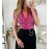 Mon Joli Body Boutonné Et Col Chemisier "Fuchsia Graffic" -Vive Le Style Boutique mon joli body boutonne et col chemisier fuchsia graffic