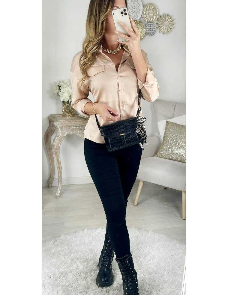 Mon Joli Chemisier Satiné Beige Gold 3 Mon Joli Chemisier Satiné Beige Gold