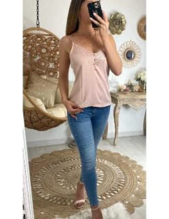 Mon Joli Top Rose Pâle "boutonné"