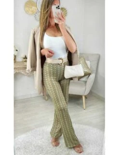 Mon Pantalon Fluide Et Léger "Green Print"