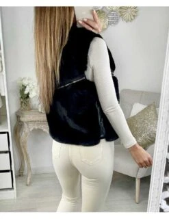 Mon Petit Gilet Sans Manches Noir "style Cuir Et Fourrure" -Vive Le Style Boutique mon petit gilet sans manches noir style cuir et fourrure 2