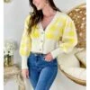Mon Petit Gilet Yellow & Beige "boutons Strass" 2 Mon Petit Gilet Yellow & Beige "boutons Strass" -Vive Le Style Boutique mon petit gilet yellow beige boutons strass
